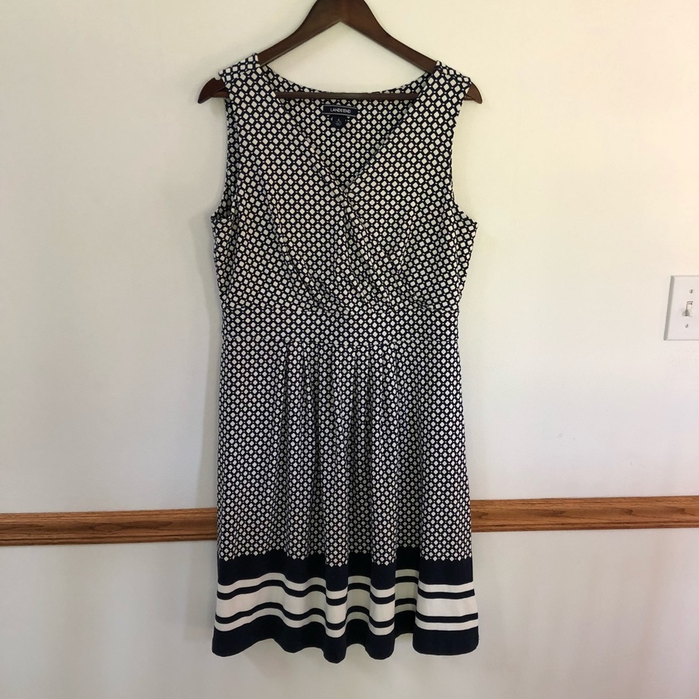 XL LANDS END summer navy patterned dress